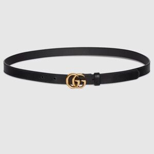Gucci Marmont Thin Belt with Gold GG Buckle